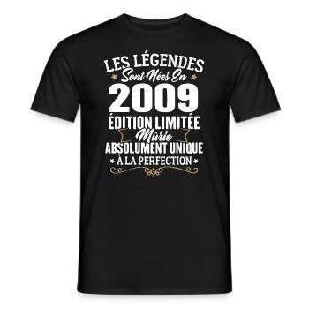 Cadeau d'anniversaire légendes sont nées en 2009 - T-shirt homme - noir - Devant - AI Model Male 178 light (178cm)