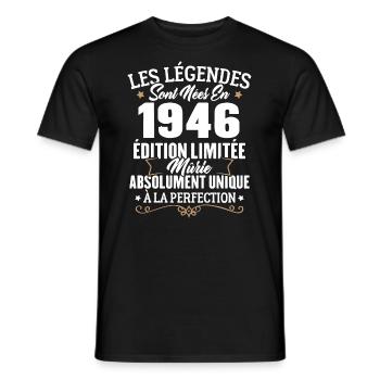 Cadeau d'anniversaire légendes sont nées en 1946 - T-shirt homme - noir - Devant - AI Model Male 178 light (178cm)