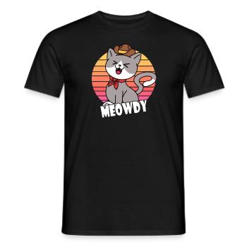 Meowdy Cowboy Chat - T-shirt homme - noir - Devant - AI Model Male 178 light (178cm)