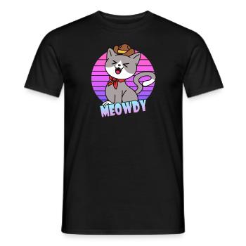 Meowdy Cowboy Chat - T-shirt homme - noir - Devant - AI Model Male 178 light (178cm)