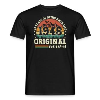 Cadeau d’anniversaire de 75 né en 1948 - T-shirt homme - noir - Devant - AI Model Male 178 light (178cm)