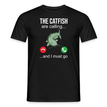 Catfish Telefonanruf - Blue Catfish Slayer - Männer T-Shirt - Schwarz - Vorne - AI Model Male 178 light (178cm)