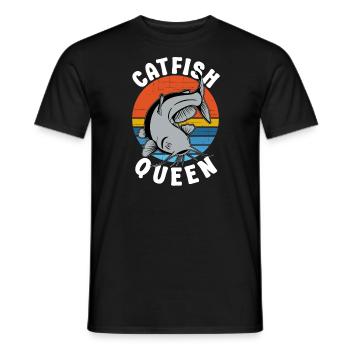 Wels Catfish Queen Fischerin Anglerin - Männer T-Shirt - Schwarz - Vorne - AI Model Male 178 light (178cm)