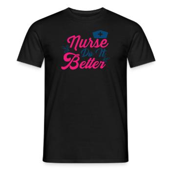 KRANKENSCHWESTER NURSE DO IT BETTER - Men's T-Shirt - black - Front - AI Model Male 178 light (178cm)