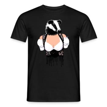 badger, dirndl, skunk, folk festival - Men's T-Shirt - black - Front - AI Model Male 178 light (178cm)