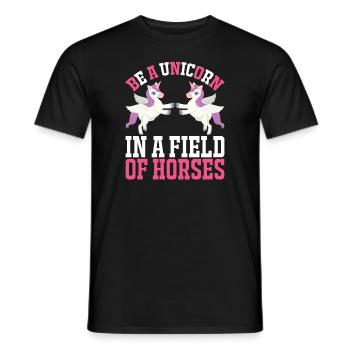 Sei ein Einhorn auf einer Pferdewiese Unicorn - Männer T-Shirt - Schwarz - Vorne - AI Model Male 178 light (178cm)