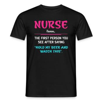 Funny nurse - Men's T-Shirt - black - Front - AI Model Male 178 light (178cm)
