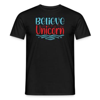 Belief in Unicorn Unicorn - Men's T-Shirt - black - Front - AI Model Male 178 light (178cm)