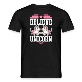 Belief in Unicorn Unicorn - Men's T-Shirt - black - Front - AI Model Male 178 light (178cm)