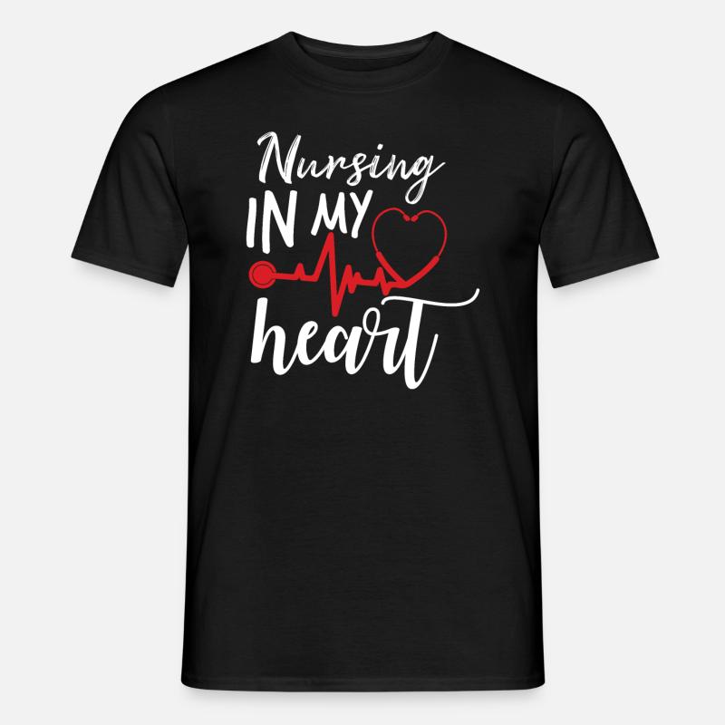 Krankenschwester Herzklopfen - Männer T-Shirt - Schwarz