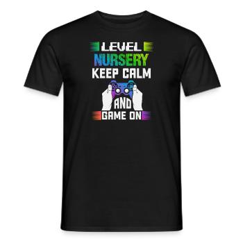 Level NURSERY keep calm and game on - Männer T-Shirt - Schwarz - Vorne - AI Model Male 178 light (178cm)