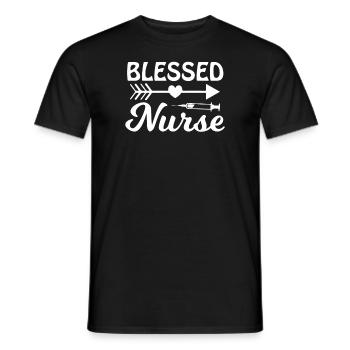 Blessed nurse Krankenschwester - Men's T-Shirt - black - Front - AI Model Male 178 light (178cm)