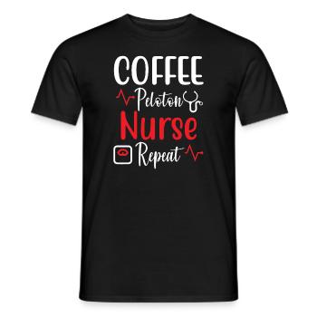 Répétition de l’infirmière du peloton de café - T-shirt homme - noir - Devant - AI Model Male 178 light (178cm)