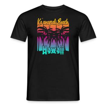 Plage de Ka’anapali Hawaï - T-shirt homme - noir - Devant - AI Model Male 178 light (178cm)
