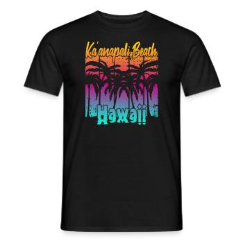 Plage de Ka’anapali Hawaï - T-shirt homme - noir - Devant - AI Model Male 178 light (178cm)