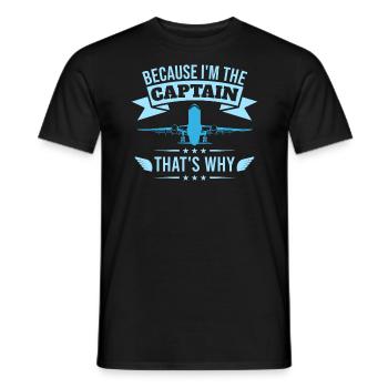 Weil ich der Kapitän bin Pilot Flugkapitän Flieger - Männer T-Shirt - Schwarz - Vorne - AI Model Male 178 light (178cm)