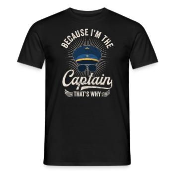 Weil ich der Kapitän bin Pilot Flugkapitän Flieger - Männer T-Shirt - Schwarz - Vorne - AI Model Male 178 light (178cm)