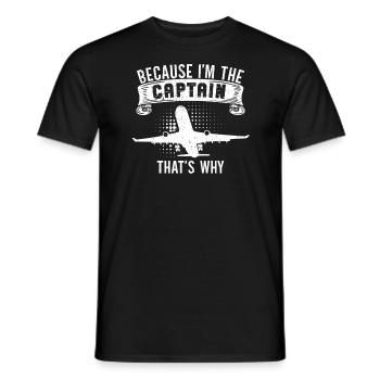 Weil ich der Kapitän bin Pilot Flugkapitän Flieger - Männer T-Shirt - Schwarz - Vorne - AI Model Male 178 light (178cm)