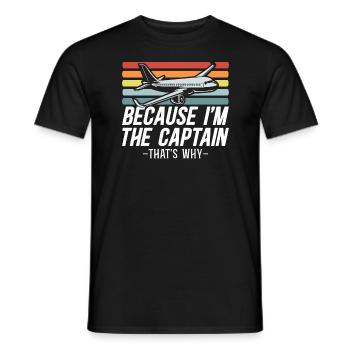 Weil ich der Kapitän bin Pilot Flugkapitän Flieger - Männer T-Shirt - Schwarz - Vorne - AI Model Male 178 light (178cm)