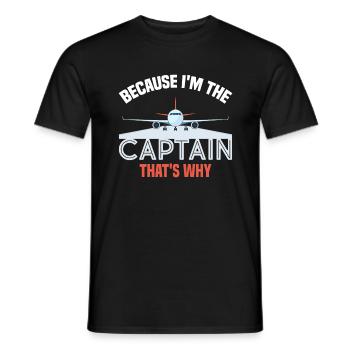 Weil ich der Kapitän bin Pilot Flugkapitän Flieger - Männer T-Shirt - Schwarz - Vorne - AI Model Male 178 light (178cm)