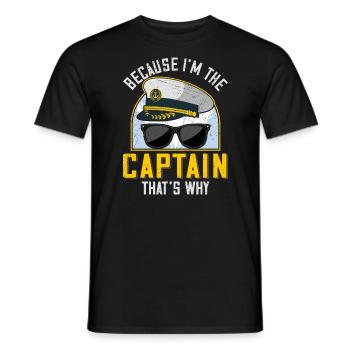 Weil ich der Kapitän bin Pilot Flugkapitän Flieger - Männer T-Shirt - Schwarz - Vorne - AI Model Male 178 light (178cm)