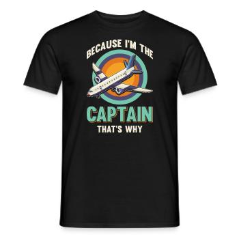 Weil ich der Kapitän bin Pilot Flugkapitän Flieger - Männer T-Shirt - Schwarz - Vorne - AI Model Male 178 light (178cm)