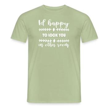 Chambre pour chiens - T-shirt homme - vert sauge - Devant - AI Model Male 178 light (178cm)