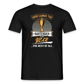 Trophy Trophy for Bartender of the Year - Men's T-Shirt - black - Front - AI Model Male 178 light (178cm)