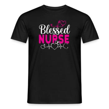 Infirmière bienheureuse Krankenschwester - T-shirt homme - noir - Devant - AI Model Male 178 light (178cm)