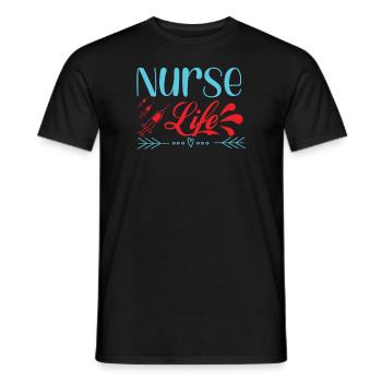 KRANKENSCHWESTER Nurse Life - Men's T-Shirt - black - Front - AI Model Male 178 light (178cm)
