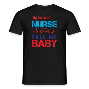 KRANKENSCHWESTER My favourite nurse call me Baby - Männer T-Shirt - Schwarz - Vorne - AI Model Male 178 light (178cm)