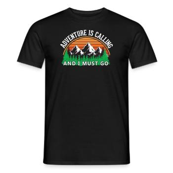 L’aventure appelle la chemise de randonnée - T-shirt homme - noir - Devant - AI Model Male 178 light (178cm)