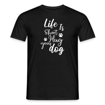 La vie est courte embrassez votre chien - T-shirt homme - noir - Devant - AI Model Male 178 light (178cm)