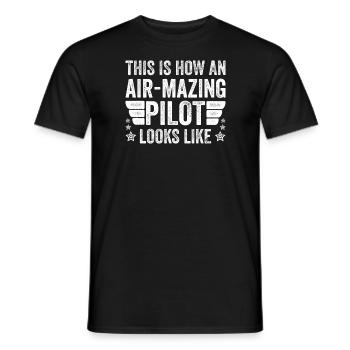 Aircraft Pun Airmazing Pilot - Pilote de ligne - T-shirt homme - noir - Devant - AI Model Male 178 light (178cm)