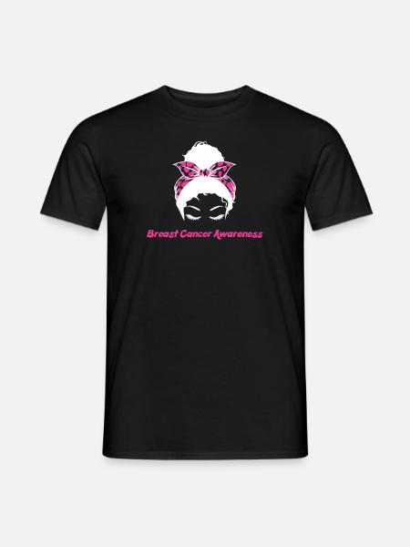 Messy Bun Awareness Brustkrebs - Männer T-Shirt - Schwarz