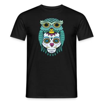 Sugar Skull Owl Dia De Los Muertos Halloween - Men's T-Shirt - black - Front - AI Model Male 178 light (178cm)