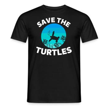 Créatures Marines Ocean Animal Retro Turtle - T-shirt homme - noir - Devant - AI Model Male 178 light (178cm)