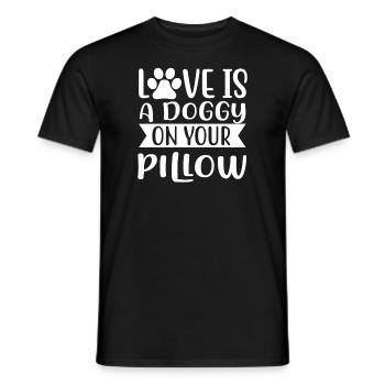 Liebe ist ein Hündchen auf Deinem Kopfkissen - Männer T-Shirt - Schwarz - Vorne - AI Model Male 178 light (178cm)
