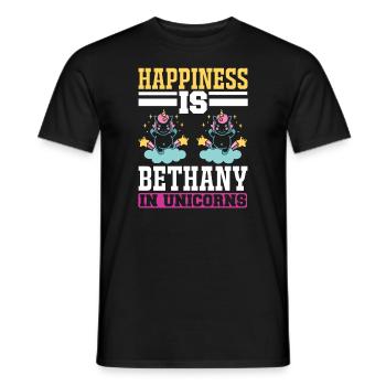 Le bonheur est la croyance en la licorne licorne - T-shirt homme - noir - Devant - AI Model Male 178 light (178cm)