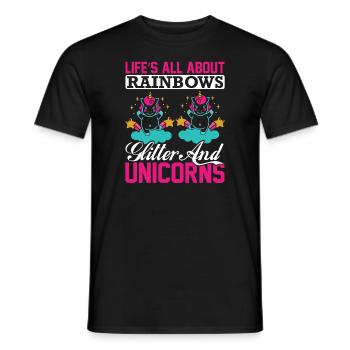 La vie est faite d’arcs-en-ciel et de licorne scintillante - T-shirt homme - noir - Devant - AI Model Male 178 light (178cm)