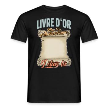 15e Anniversaire Livre D'or 15 Ans Fête Livre D'or - T-shirt homme - noir - Devant - AI Model Male 178 light (178cm)
