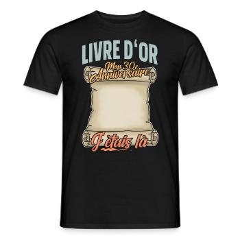 30e Anniversaire Livre D'or 30 Ans Fête Livre D'or - T-shirt homme - noir - Devant - AI Model Male 178 light (178cm)