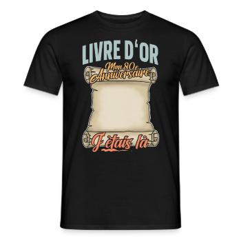 80e Anniversaire Livre D'or 80 Ans Fête Livre D'or - T-shirt homme - noir - Devant - AI Model Male 178 light (178cm)