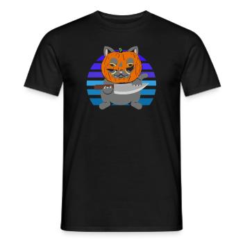 Halloween Katze Kürbiskopf - Männer T-Shirt - Schwarz - Vorne - AI Model Male 178 light (178cm)