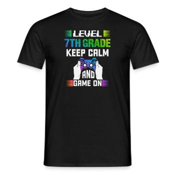 Level 7TH GRADE keep calm and game on - Men's T-Shirt - black - Front - AI Model Male 178 light (178cm)
