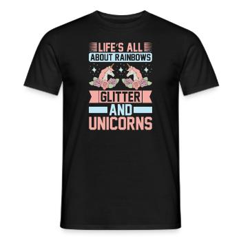 La vie se compose d’arcs-en-ciel et de licorne scintillantes - T-shirt homme - noir - Devant - AI Model Male 178 light (178cm)