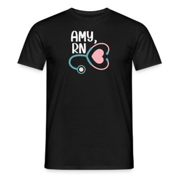 Nurse Amy RN - Men's T-Shirt - black - Front - AI Model Male 178 light (178cm)