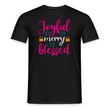 Ugly Christmas Fröhlich, fröhlich, gesegnet - Men's T-Shirt - black - Front - AI Model Male 178 light (178cm)