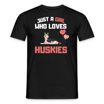 Nur ein Mädchen das Huskys liebt Hunde Husky - Männer T-Shirt - Schwarz - Vorne - AI Model Male 178 light (178cm)