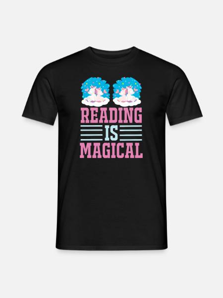 Einhorn Reading Is Magical - Männer T-Shirt - Schwarz